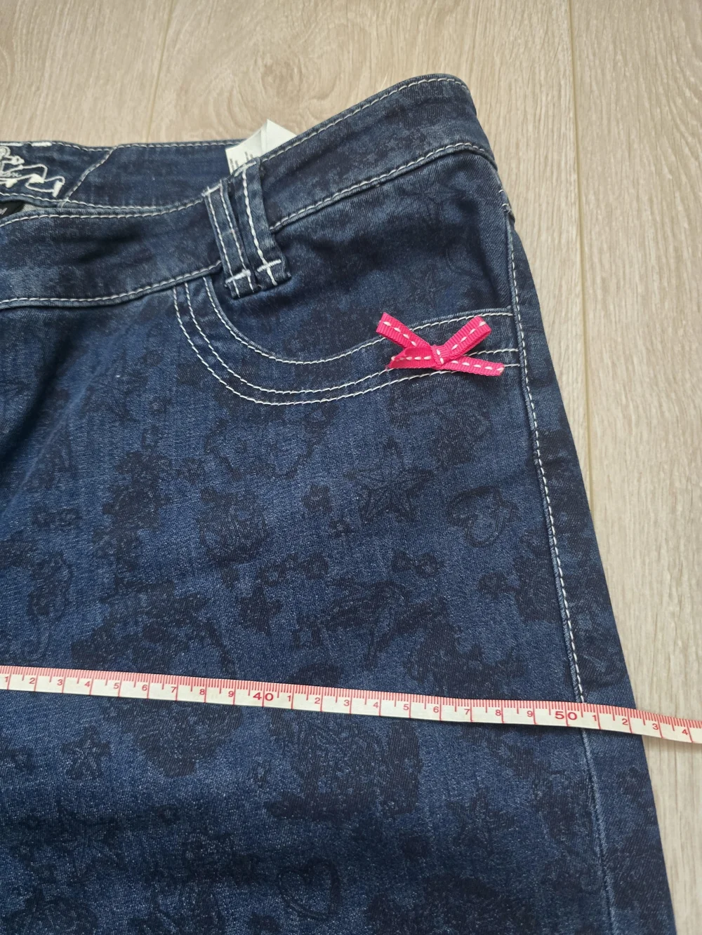 Sportalm Dark Blue Patterned Jeans with Pink Bow Size 42(eur) - Picture 11 of 11